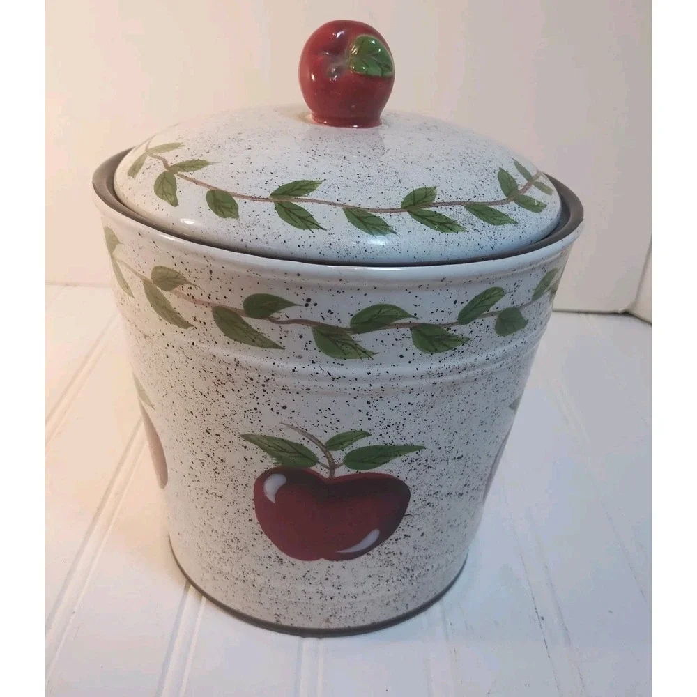 Vintage‎ Young's Apple Ceramic Canister Jar  Heartfelt Kitchen Cottage Farmhouse